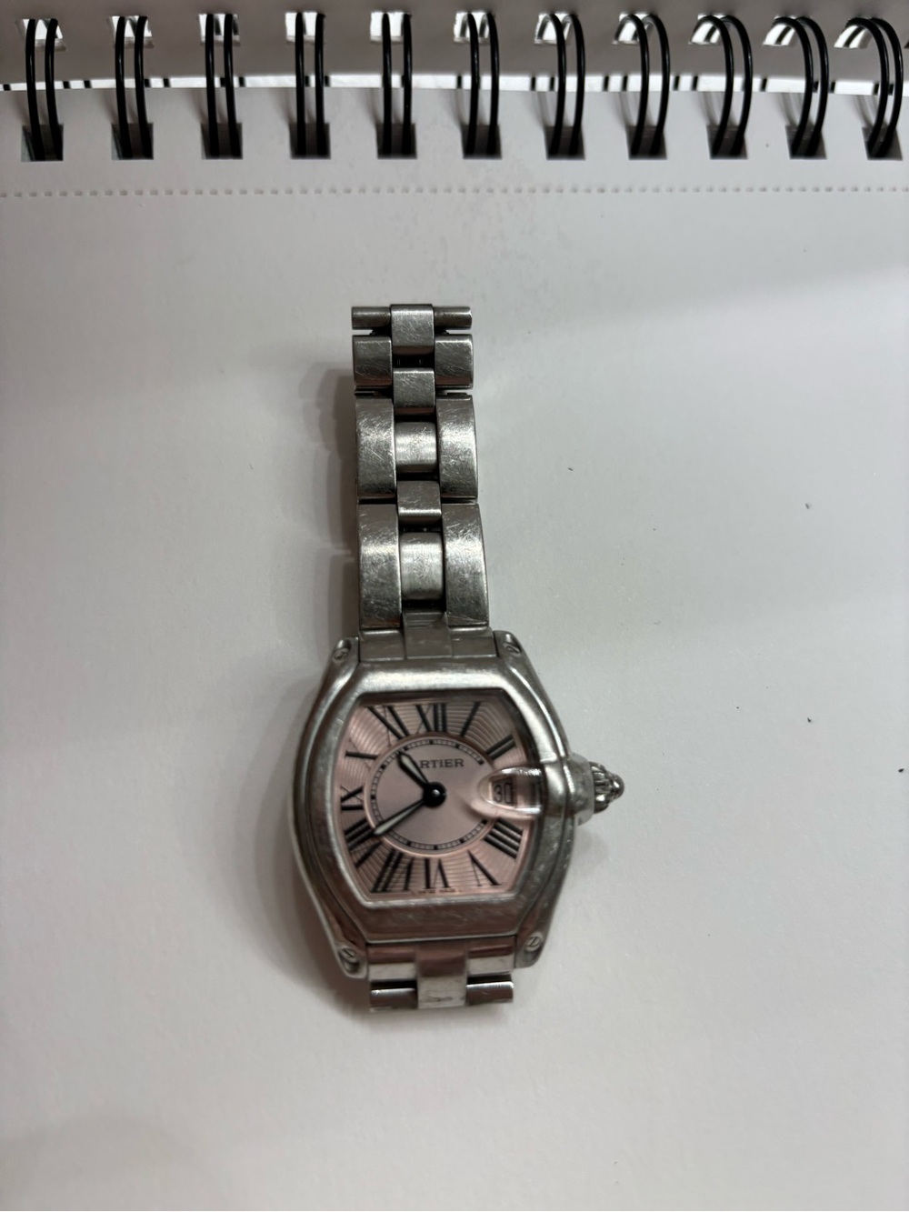 Cartier Roadster Women’s Stainless Steel Watch with Pink Dial - Picture 1 of 4